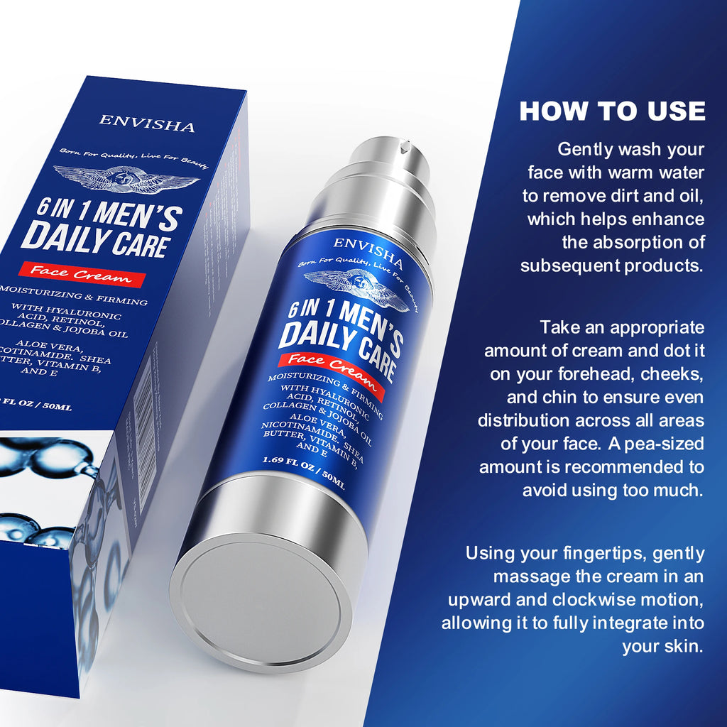 ENVISHA 6 IN 1 Men's Facial Skin Care Cream Anti-aging Moisturizing Whitening Firming Skin Care Products Collagen Beauty Health
