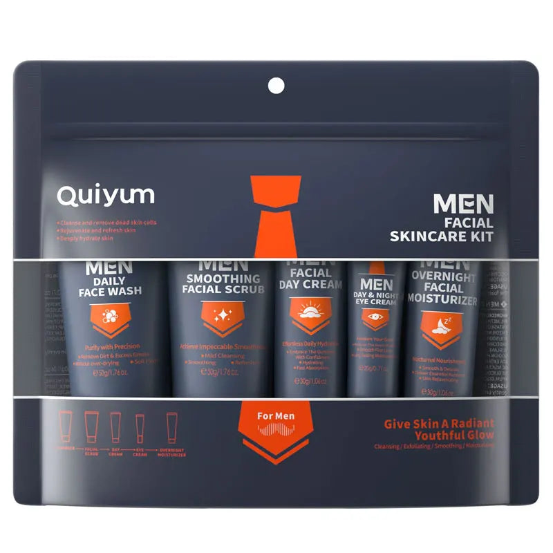 QUIYUM Men's Skin Care Set 5-Piece Set Hydrating Moisturizing and Cleansing Facial Care