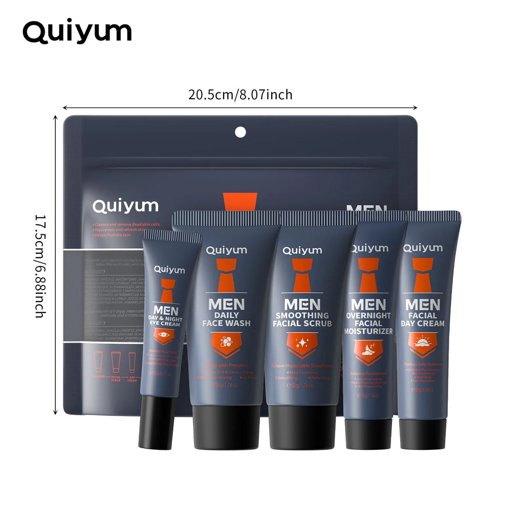 Men Skincare Set 5pcs Facial Scrub Wash Day Night Cream Moisturizer Eye Care Treatment Kit for Healthy Skin