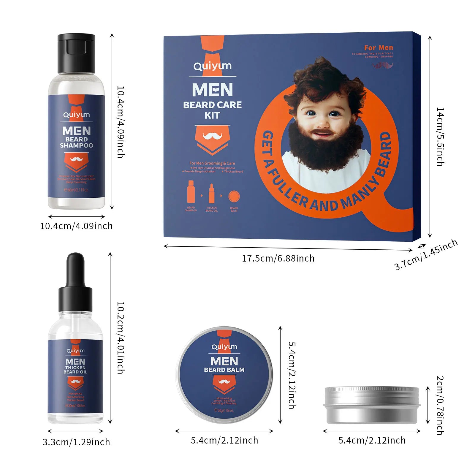 LAIKOU Men's Beard Care Set 3-Piece Men's Skin Care Set