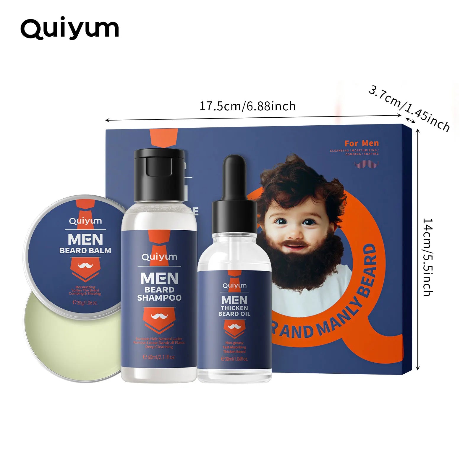 LAIKOU Men's Beard Care Set 3-Piece Men's Skin Care Set
